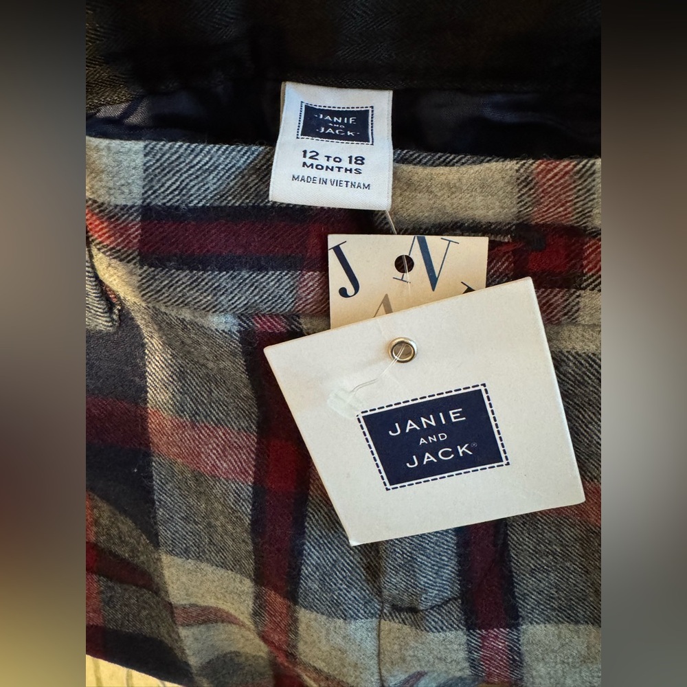 BNWT Janie and Jack Plaid Adjustable Waist Dress Pants 12-18 Months - Picture 7 of 7